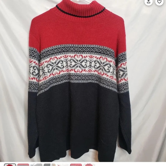 Motherhood Sweaters - Motherhood Women’s Red and Black Turtleneck Sweater Size Medium.